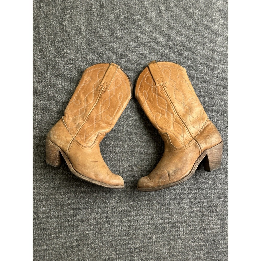 Women's Frye Vintage Western Cowboy Boots Leather Made in USA, Size US 7.5 B